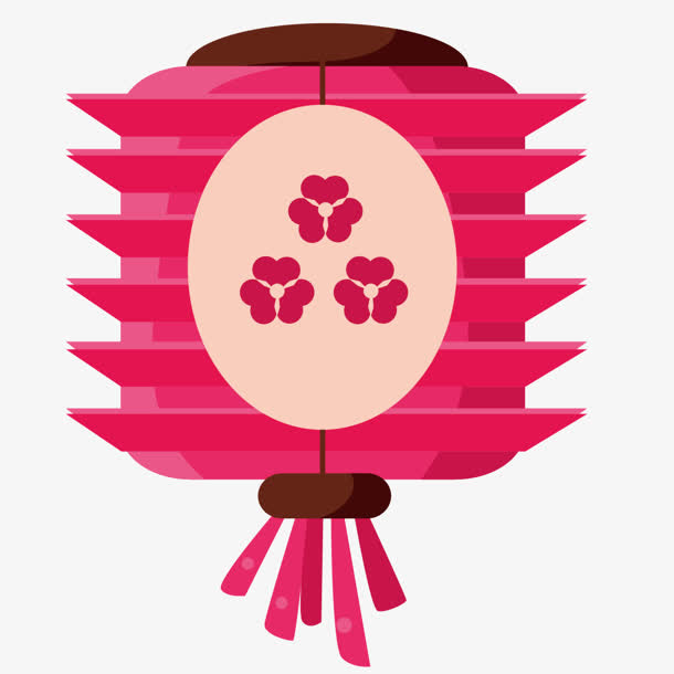 粉色可爱卡通梅花灯笼免抠