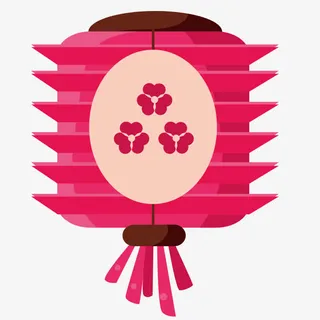 粉色可爱卡通梅花灯笼免抠