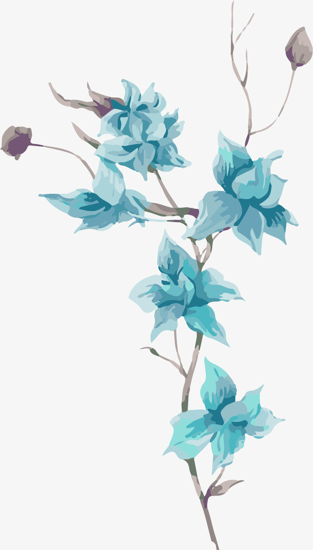 卡通手绘蓝色花朵免抠
