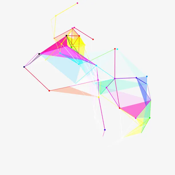 矢量漂浮彩色科幻奇异几何线条免抠