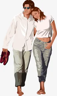 矢量手绘爱人免抠