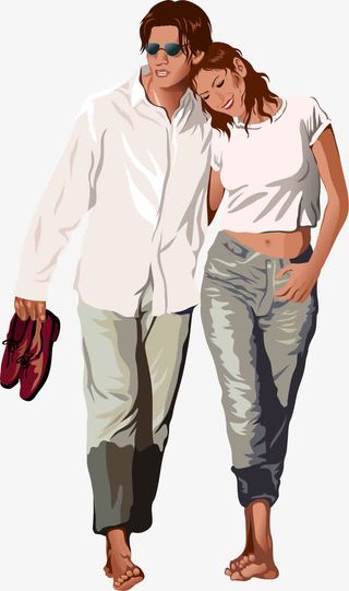 矢量手绘爱人免抠