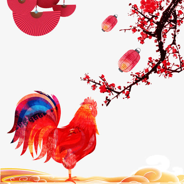 剪纸公鸡免抠