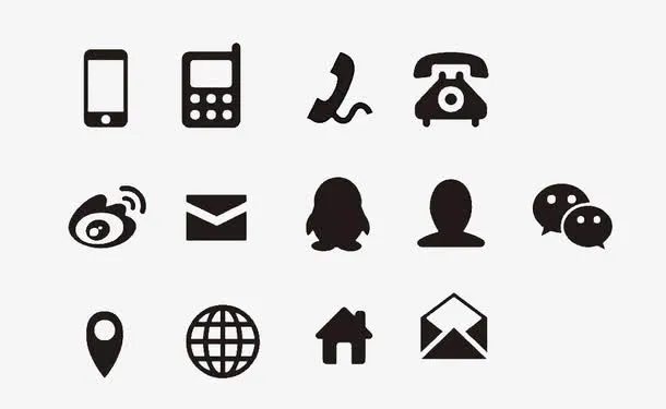 电话微博定位互联网主页图标免抠