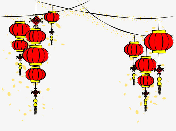 手绘中国年喜庆灯笼素材免抠