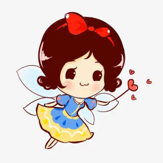 卡通小女孩飞起来爱心免抠