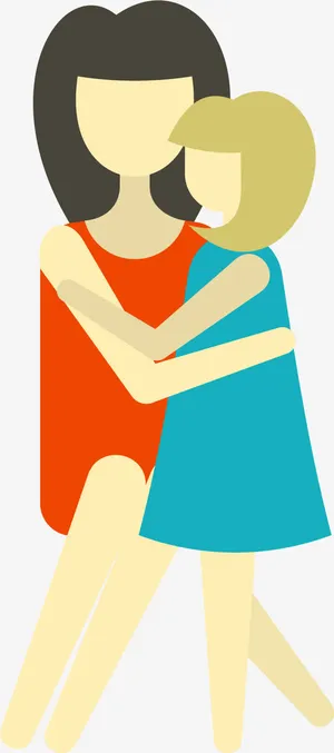 矢量母亲节卡通拥抱2免抠