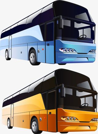 手绘大巴车免抠