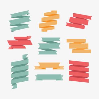 彩色丝带条幅矢量图免抠