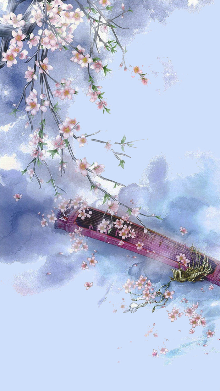 古风梅花乐器H5背景高清