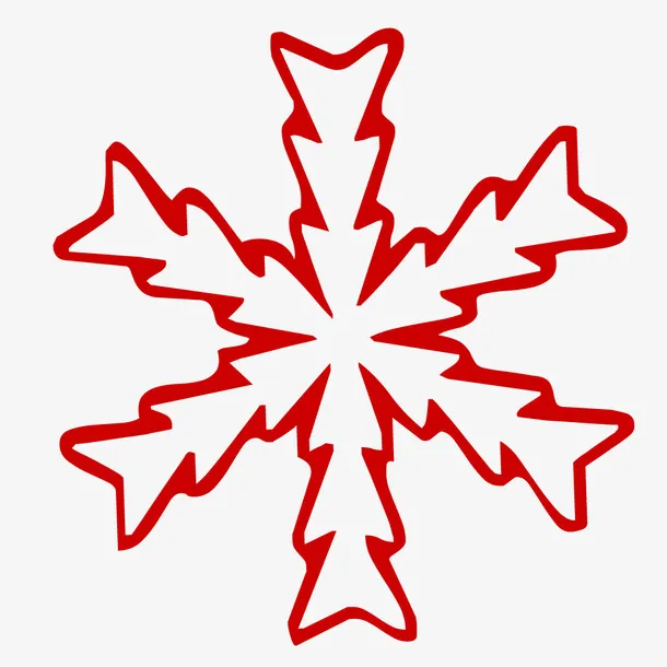 红色手绘雪花装饰免抠