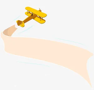 黄色双翼飞机免抠标签元素