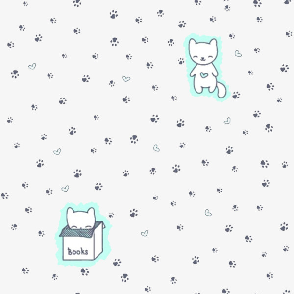 卡通猫咪和脚印底纹免抠