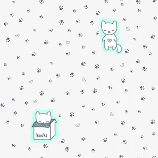 卡通猫咪和脚印底纹免抠