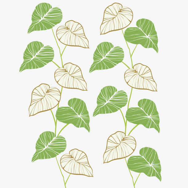 手绘彩绘绿叶藤蔓青藤春天免抠