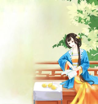 古风素雅美女手绘免抠