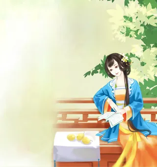 古风素雅美女手绘免抠