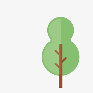 手绘卡通绿树插画免抠