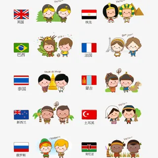 十国国旗人物免抠