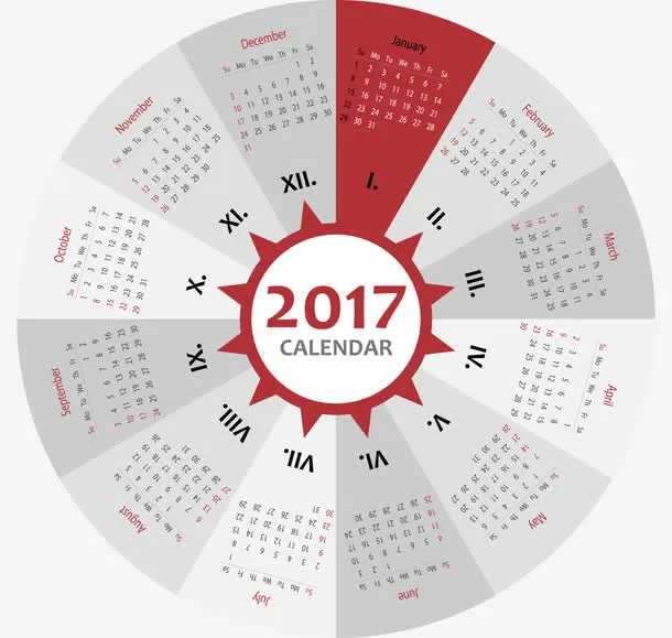 创意2017年鸡年年历模板矢量免抠