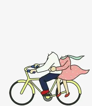 骑着自行车的情侣免抠