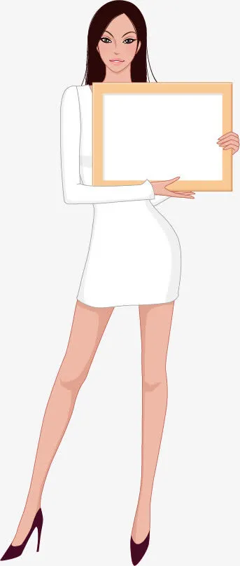 卡通举牌美女免抠