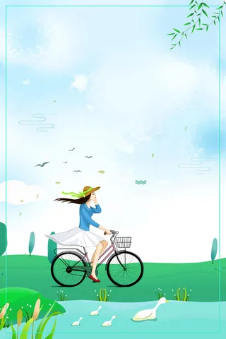 浅蓝色春季上新春天踏青背景高清