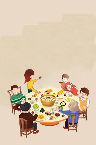 年狗年黄色中国风餐饮年夜饭海报高清