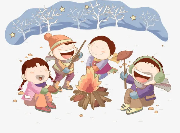 烤火取暖的小孩免抠