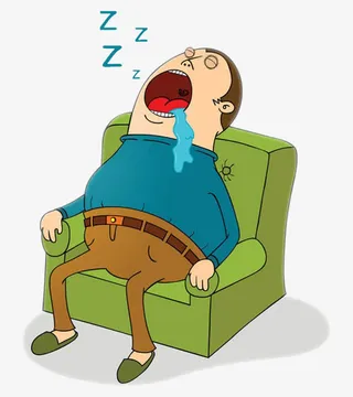 在沙发上睡着流口水的男孩简笔画免抠