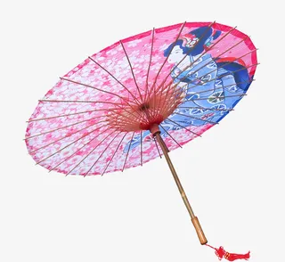 国画古风人物油纸伞免抠