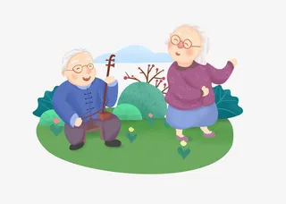 可爱老人元素免抠