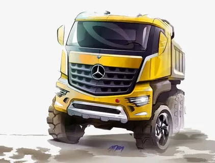 奔驰手绘货车免抠 奔驰手绘货车免抠