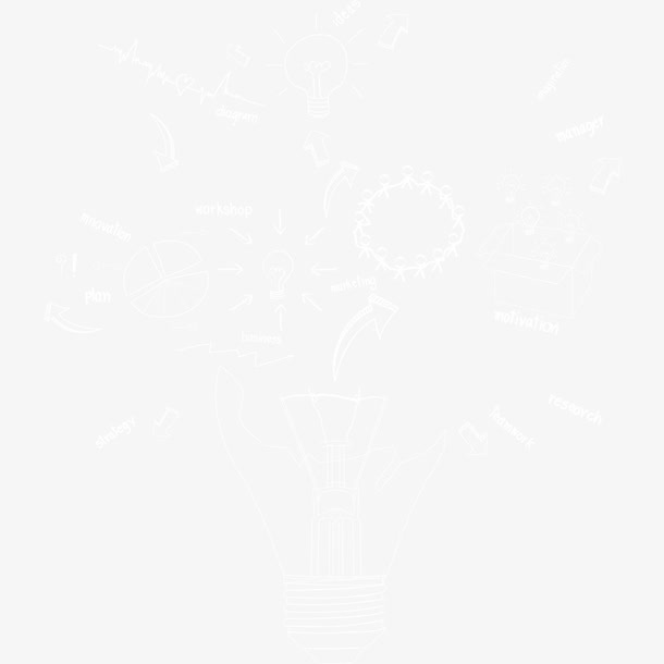 手绘灯泡创意流程免抠