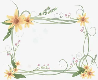 花卉绿叶装饰边框免抠