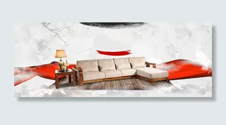 淘宝大气红色丝绸家居沙发背景高清