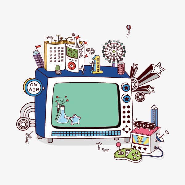 电视机 科技感 卡通电视 海报免抠