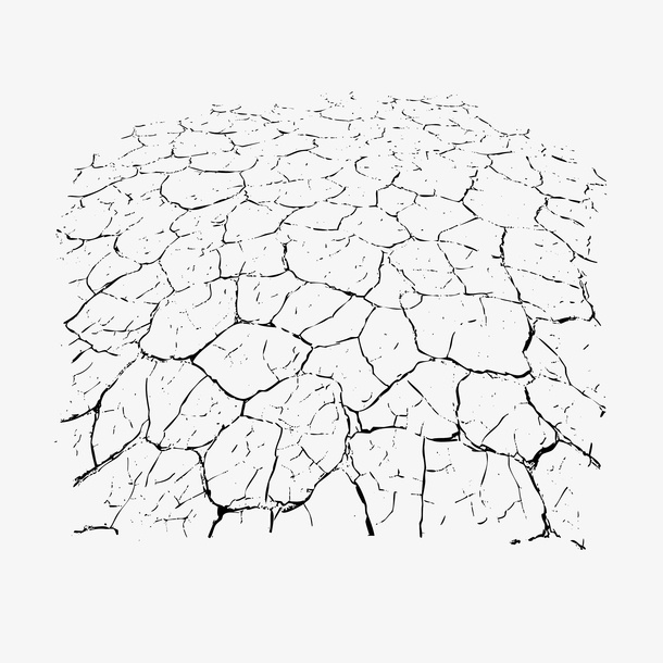 手绘干涸龟裂大地表层免抠