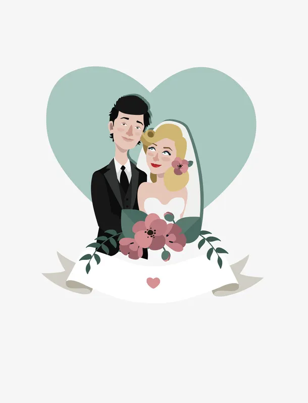 卡通婚礼新娘新郎矢量图免抠