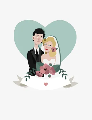 卡通婚礼新娘新郎矢量图免抠