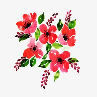 春天的红绿野花免抠