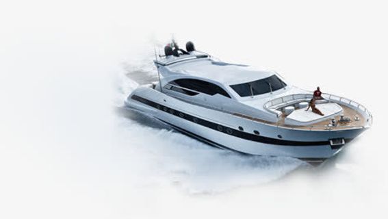 实物海上白色游艇免抠