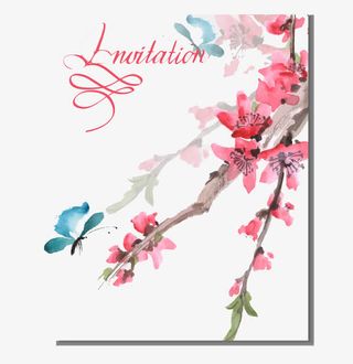 蝴蝶与桃花漂浮素材免抠