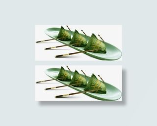 绿色创意龙舟粽子造型筷子酒店免抠