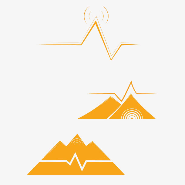 黄色手绘山免抠