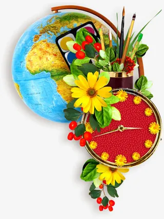 鲜花装饰地球仪免抠