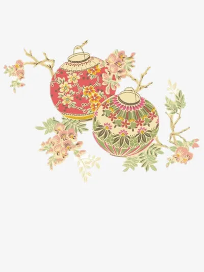 中国风新年花纹灯笼免抠