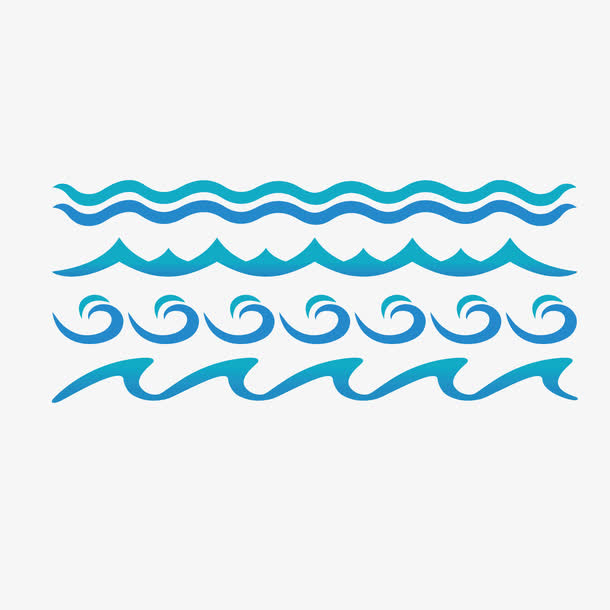 蓝色海浪组合免抠