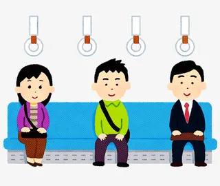 手绘 卡通  安全  人物 做地铁 公交免抠