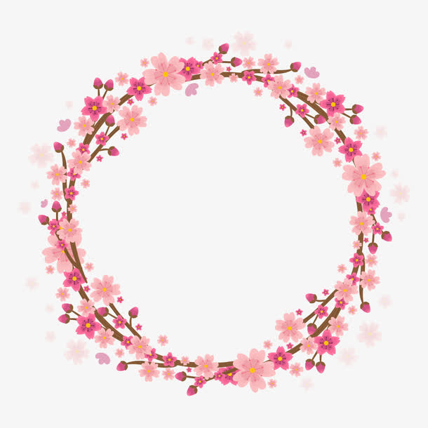 春天粉色桃花边框免抠